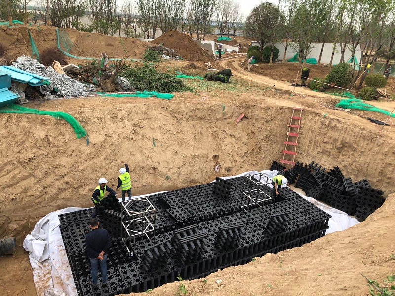 工厂雨水收集模块水池安装项目